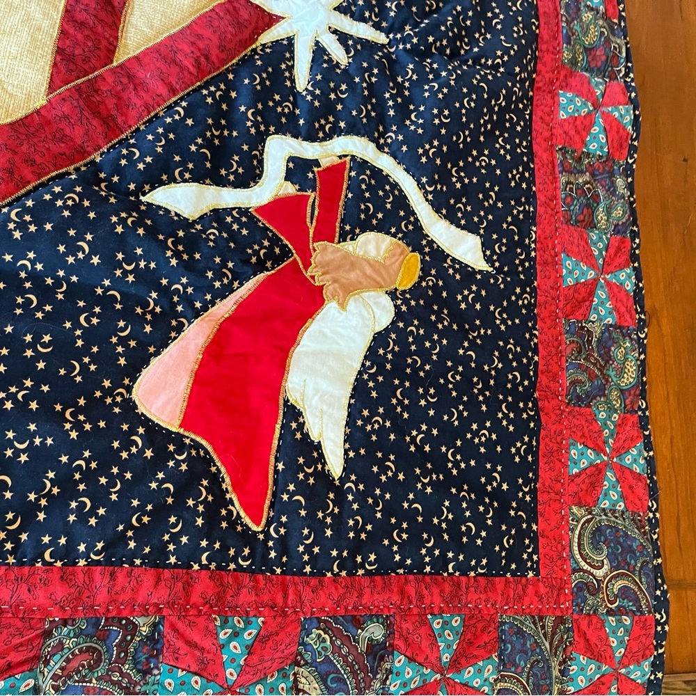 Handmade Nativity Scene Quilt Throw Christmas Holiday Decor Cotton Multicolor - Picture 5 of 12